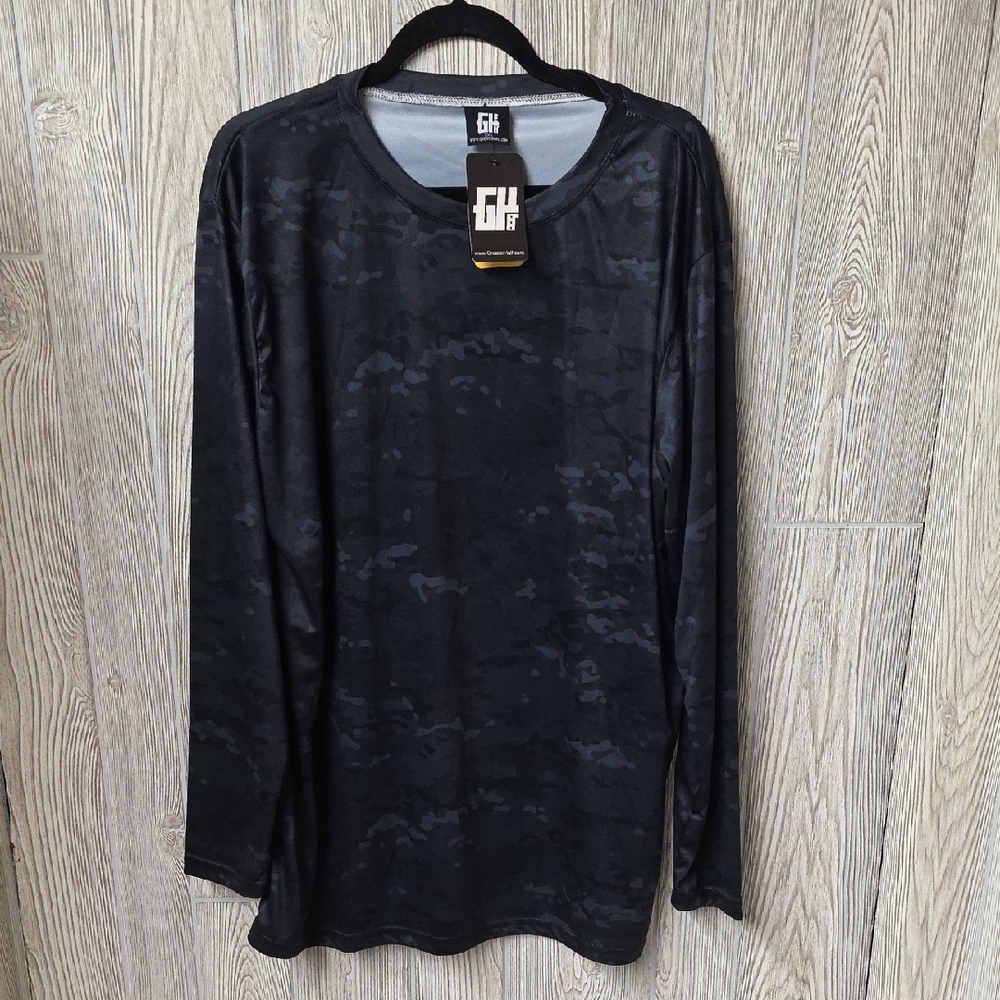 GH Greater Half Black Camouflage Long Sleeve Shirt Mens 2XL NEW